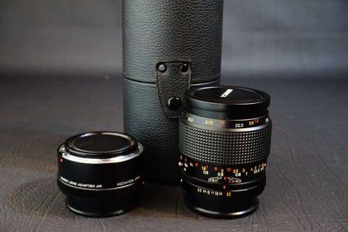 Konica Macro Hexanon AR 55mm f3.5 Lens with 1:1 Adapter in Konica AR Mount  **Excellent Condition**