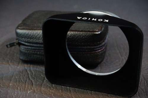 Boxed Konica Hexanon Pre-Set 28mm F3.5 Lens with Hood in Konica AR Mount  **Excellent Condition**