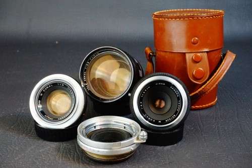 **Rare** Aires Coral 45mm F1.8, 35mm F3.2 and 100mm F3.5 Lenses Adapted to Leica M39 Mount