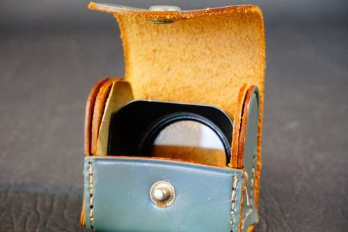 Rare Grey Yashica Bay 1 TLR Metal Lens Hood with Carrying Case and Yashica Filter **Good Condition**
