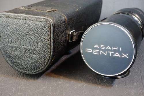 Pentax Asahi Tele Takumar 400mm F5.6 Preset Lens M42 Screw Mount Leather Case