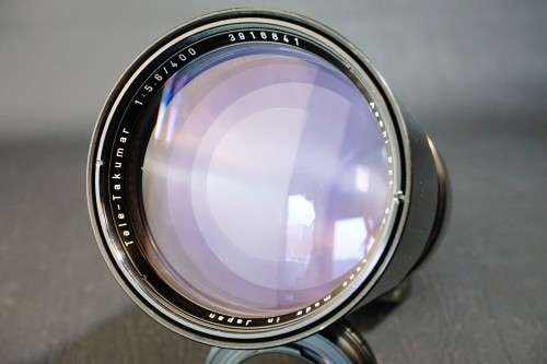 Pentax Asahi Tele Takumar 400mm F5.6 Preset Lens M42 Screw Mount Leather Case