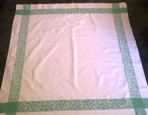 Vintage white linen Damask tablecloth