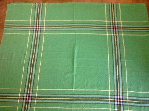 Green wool blend picnic cloth / tablecloth