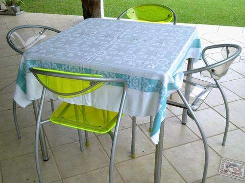 Vintage Damask tablecloth with green floral border