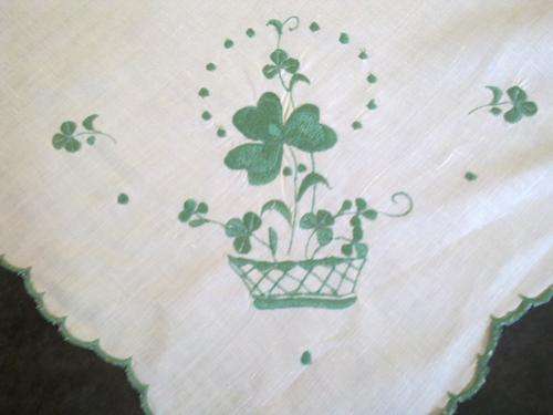 Beautiful Irish linen shamrock tablecloth