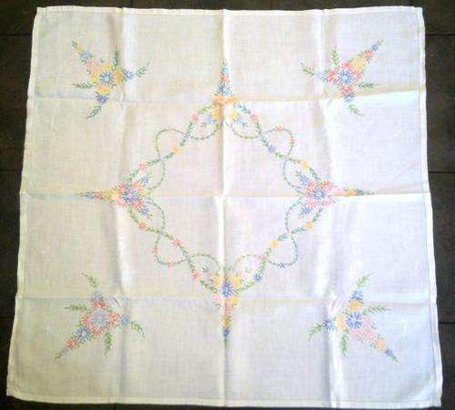 Hand embroidered small tablecloth or centerpiece