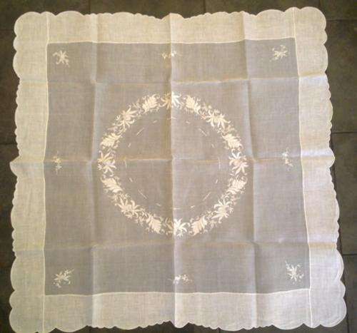 Sheer rice linen small tablecloth or overlay