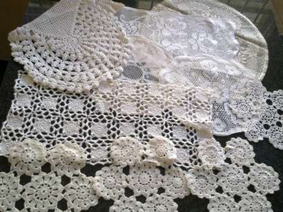 Ten mixed doilies for decor / crafts