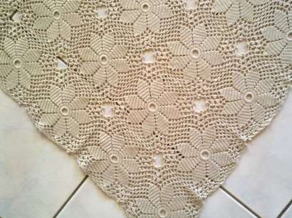 Fawn colour small square crochet tablecloth 1.28m