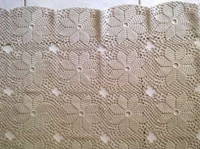 Fawn colour small square crochet tablecloth 1.28m