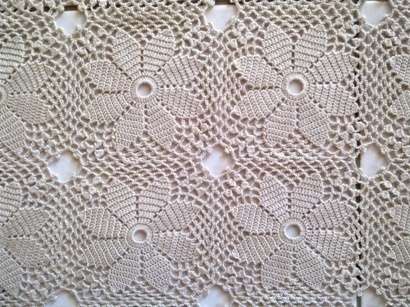 Fawn colour small square crochet tablecloth 1.28m