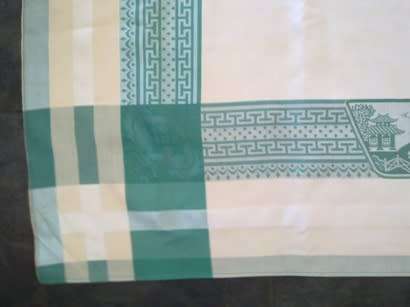 Vintage Rayon Damask tablecloth with six napkins