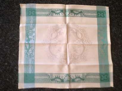Vintage Rayon Damask tablecloth with six napkins