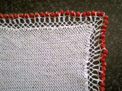 Lovely square vintage glass beaded doilie