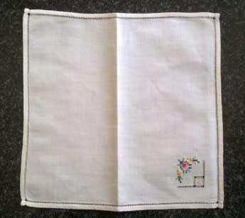 Six beautiful ivory linen hand embroidered lunch napkins