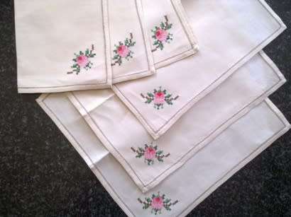 Six lovely ivory linen lunch napkins