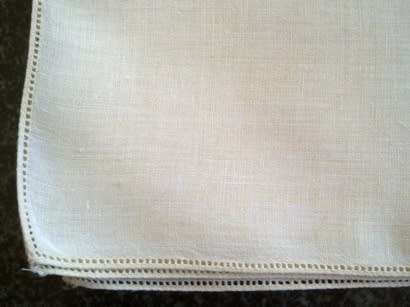 Nine large vintage dinner serviettes - 6 & 3