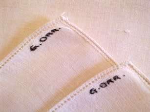Nine large vintage dinner serviettes - 6 & 3