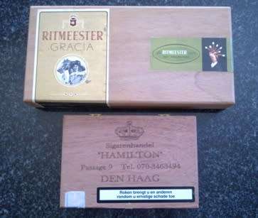 Two wooden cigar boxes