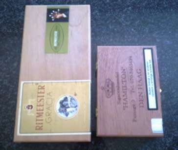 Two wooden cigar boxes