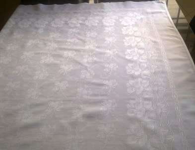 Vintage white Damask tablecloth