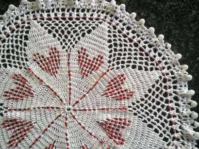 Lovely vintage crochet glass beaded doilie 25cm