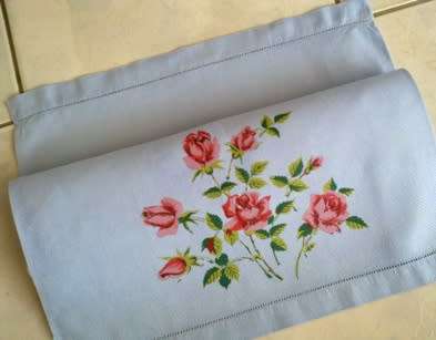Vintage blue cotton guest hand towel