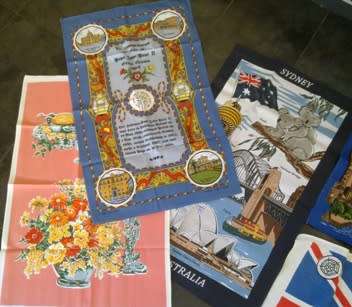 Six vintage kitchen towels