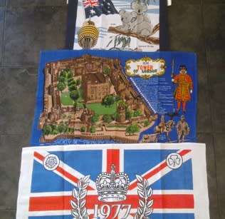 Six vintage kitchen towels