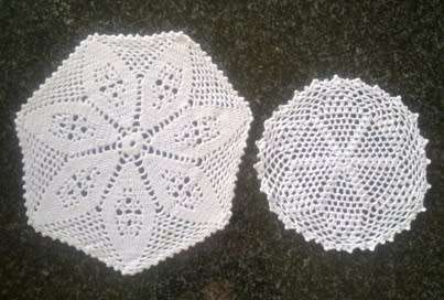 Two white crochet doilies 23cm & 17cm