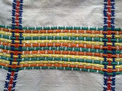 Vintage linen woven tablecloth