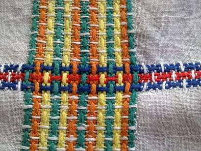 Vintage linen woven tablecloth