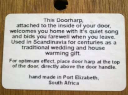 Scandinavian door harp