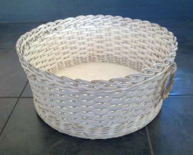 Round woven storage basket with handles