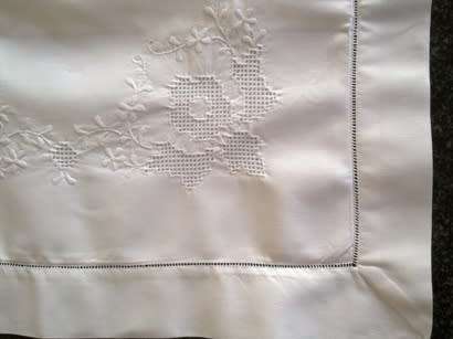 Crisp white cotton hand embroidered cushion cover