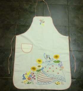 Vintage hand embroidered linen apron