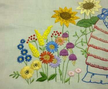 Vintage hand embroidered linen apron