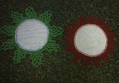 Two vintage glass beaded doilies for your festive table