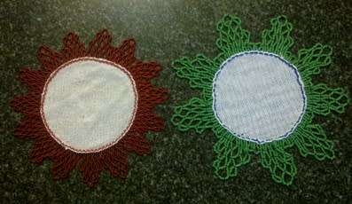 Two vintage glass beaded doilies for your festive table