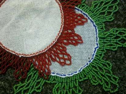 Two vintage glass beaded doilies for your festive table