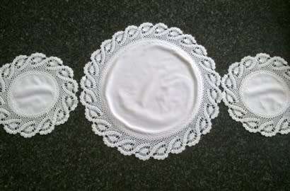 Lovely white linen three piece dresser set