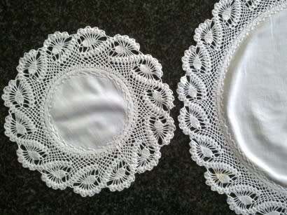 Lovely white linen three piece dresser set