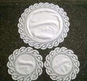 Lovely white linen three piece dresser set