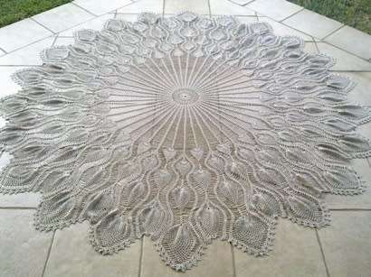 Beautiful large round crochet tablecloth 2m