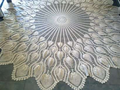 Beautiful large round crochet tablecloth 2m