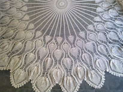 Beautiful large round crochet tablecloth 2m