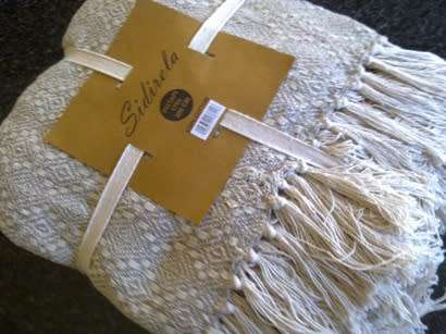 Cream & fawn 100% Cotton throw / bedspread 170 x 300cm