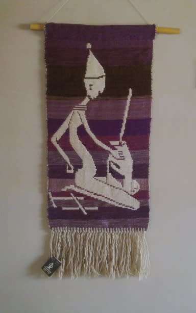 Vintage hand woven Transkei mohair wall hanging