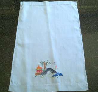 Vintage blue linen guest hand towel